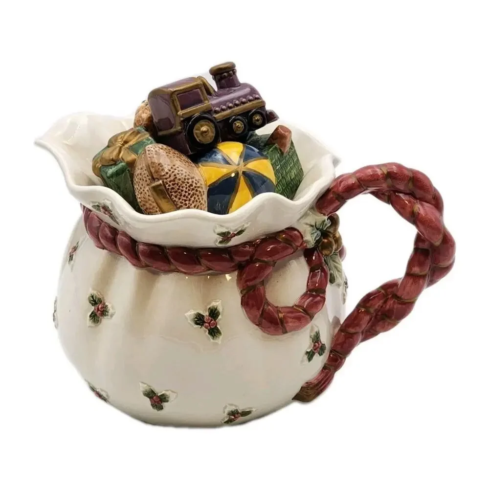 Fitz and Floyd Teapot Old World Santa’s Bag of Toys 42 OZ VTG 1994